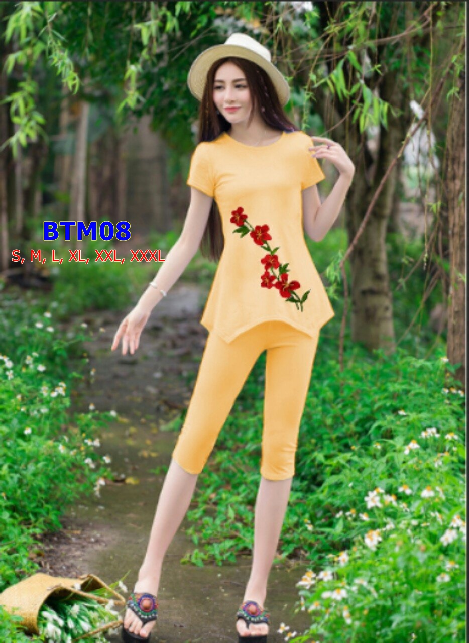Set thun lửng thêu hoa lan hồ điệp BTM08